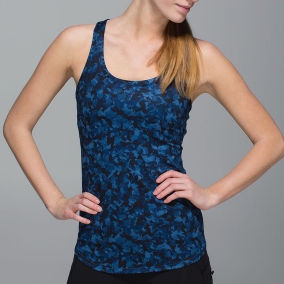 Lululemon Studio Racerback Tank Mystic Jungle Hawk Blue Harbor Blue Size 6 - Picture 1 of 8